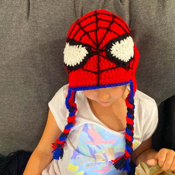 Crochet Pattern Spiderman Winter Hat Spider Man Beanie Crochet - Main Image